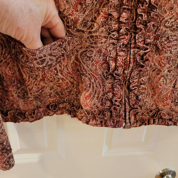 J. Bee Paisley Jacquard Full Zip Jacket‎ Women’s PL - Picture 5 of 11